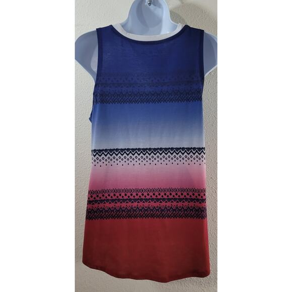 Mic & Jax Red White Blue Ombre Sleeveless Top Medium Lightweight Flowy Soft - Picture 2 of 5